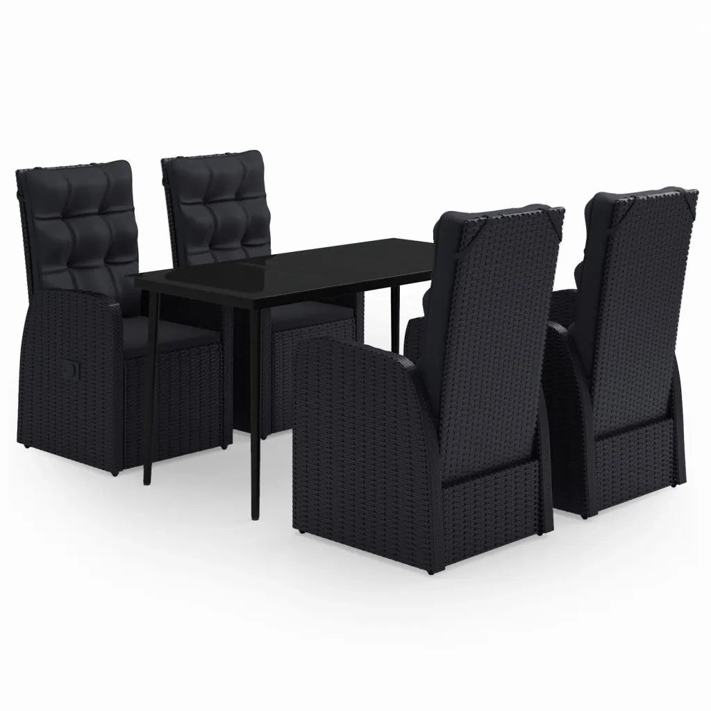 Set da Pranzo da Giardino 5 pz con Cuscini Nero 3099493