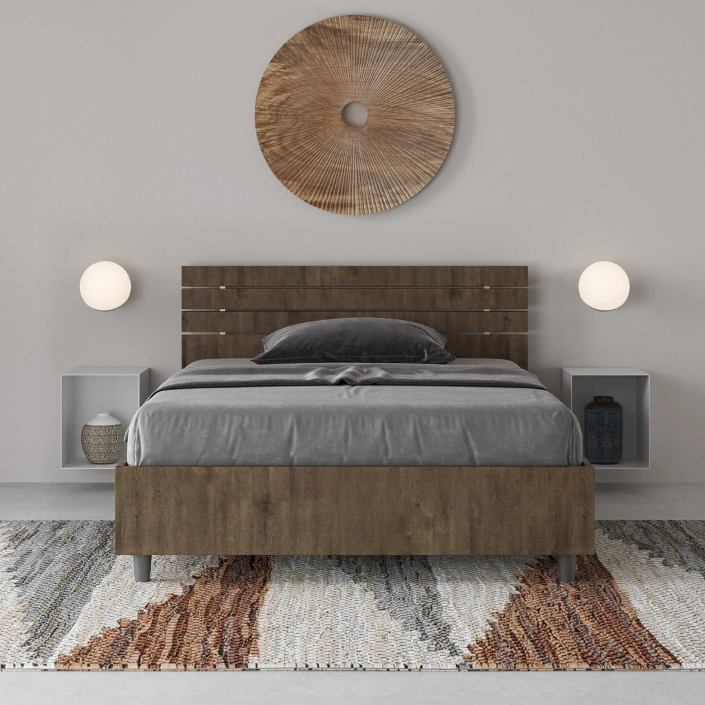 BS COM Letto una piazza e mezza con rete 120x190 testata inclinata con doghe noce