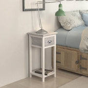 Comodino con 1 Cassetto-Tavolino da notte Grigio e Bianco