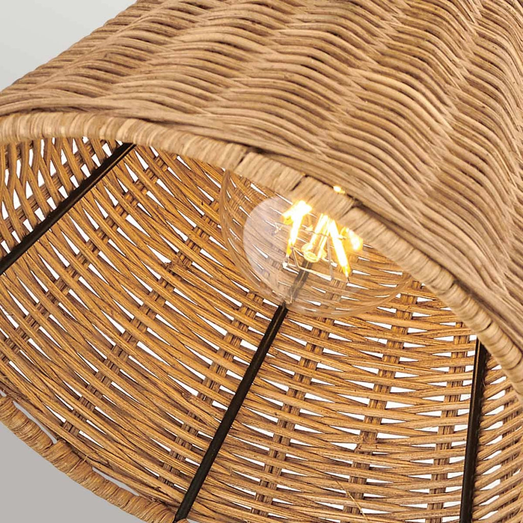 Applique lettura nera paralume rattan beige E27 ARTI