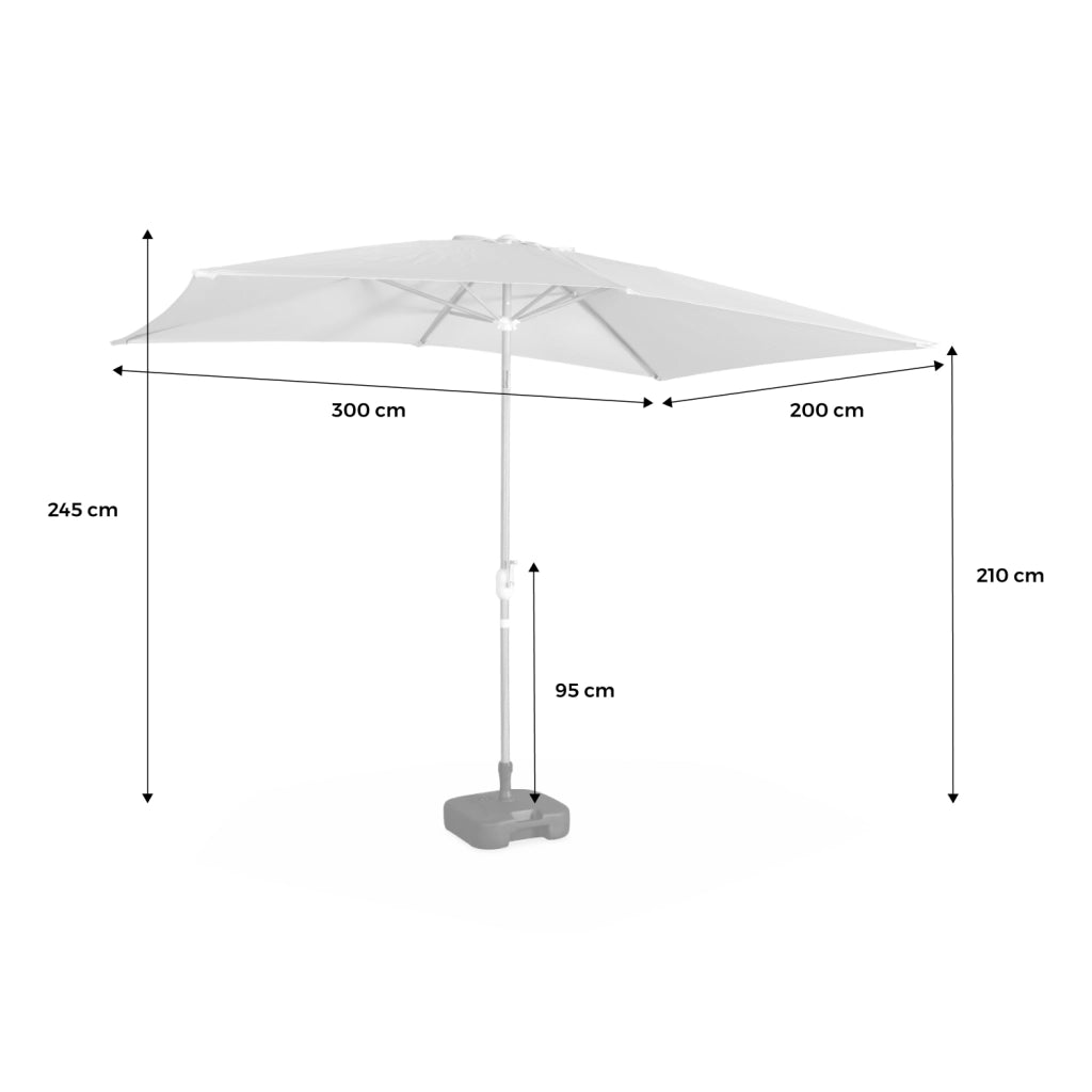 Ombrellone rettangolare asta effetto legno, 2x3m, sabbia