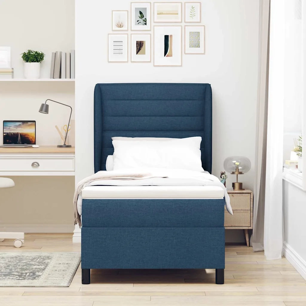 Letto a molle con materasso Blu 90 x 200 cm Tessuto 3340486
