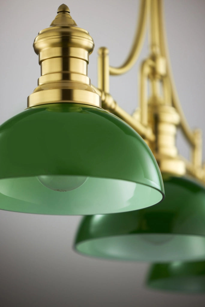 Lampada a sospensione industriale ottone verde 3xE27 Jupiter
