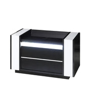 Comodino due cassetti LINA nero e bianco - 71 x 42 x 45 cm