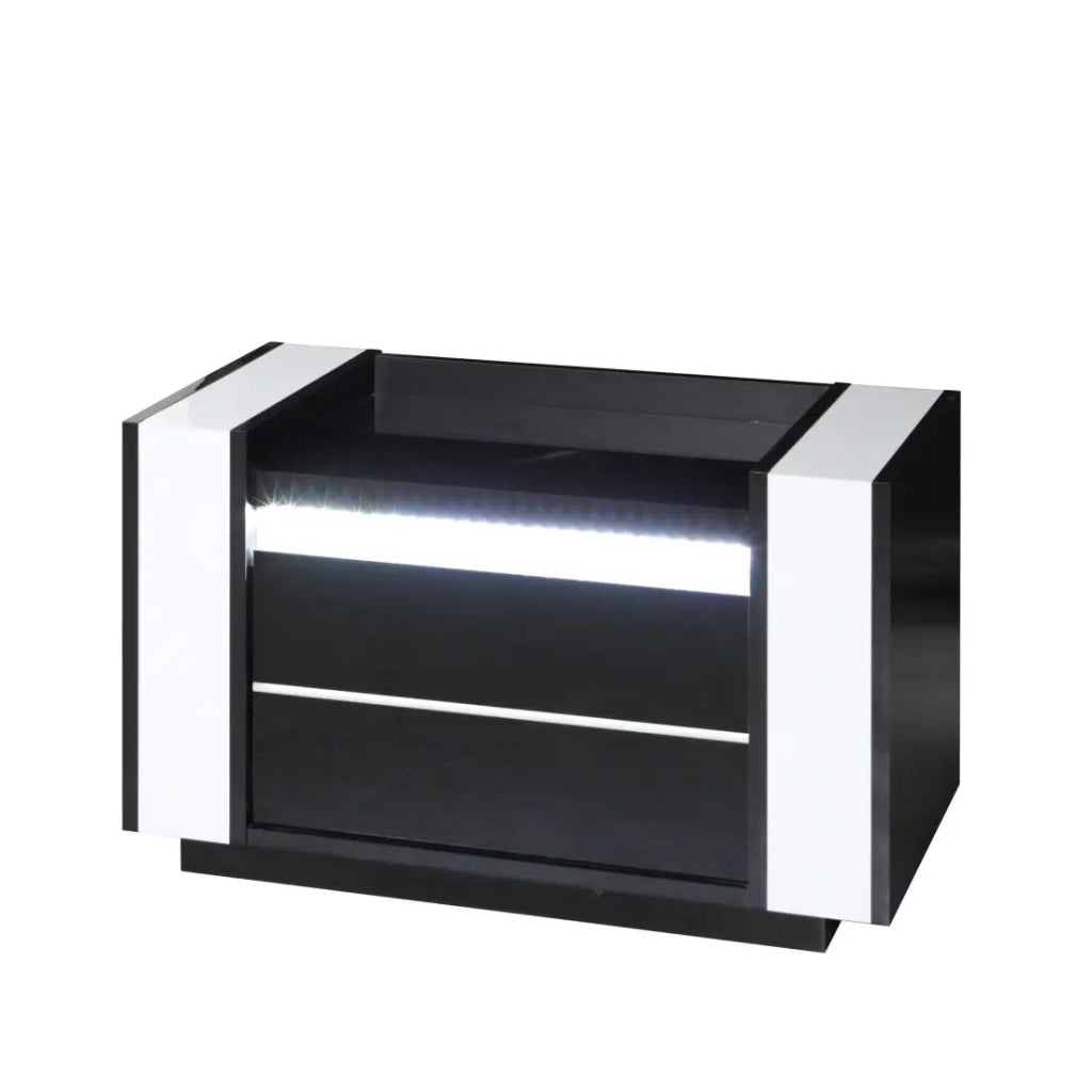 Comodino due cassetti LINA nero e bianco - 71 x 42 x 45 cm