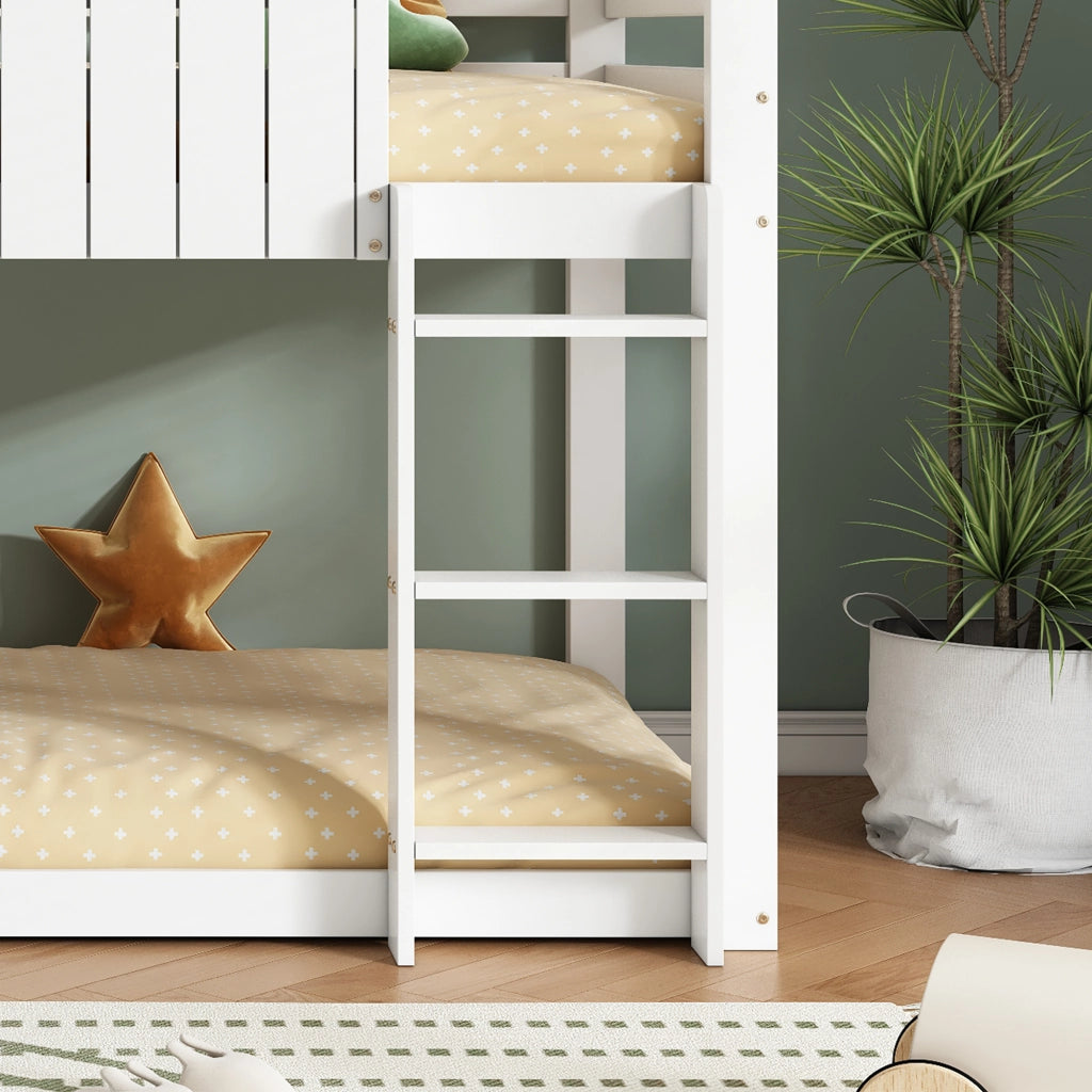 LETTO a soppalco per bambini 90x200 cm bianco e nero in pino e MDF