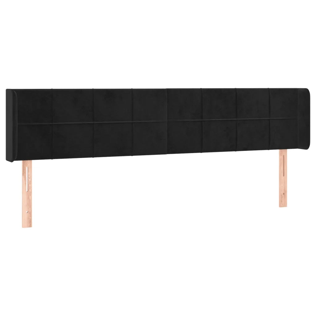 Testiera ad Orecchio-Testata con Orecchie Nera 203x16x78/88 cm in Velluto 779556