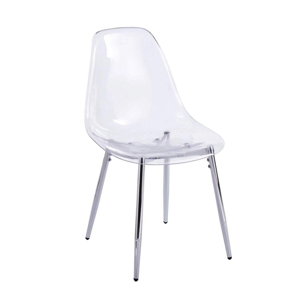 Sedia acrilica PET trasparente - Zephmum- Gambe argento moderne set 4 pezzi
