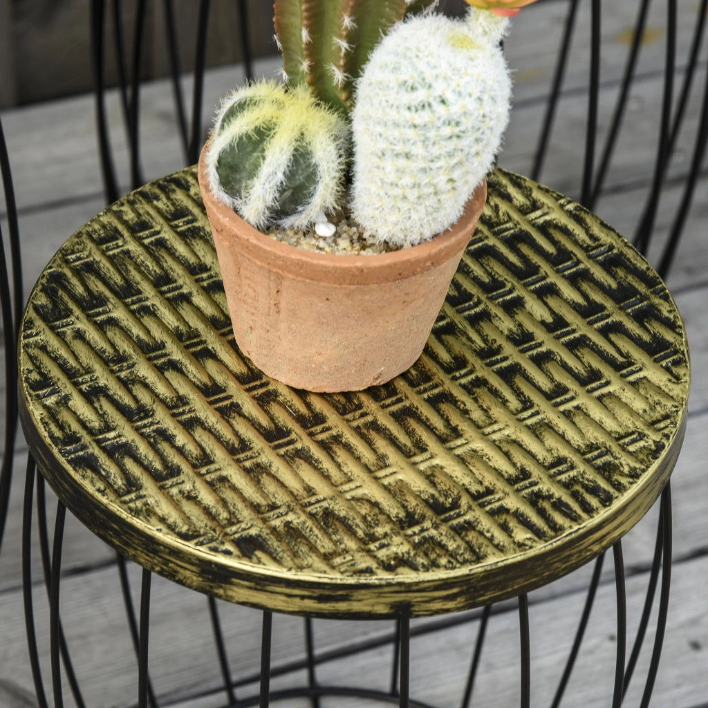 Set Tavolini Impilabili da Giardino ¨C Minimal ¨C Nero Bronzo Metallo