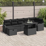 Set Divano da Giardino con cuscino 8 pcs Nero Poly Rattan 3361062