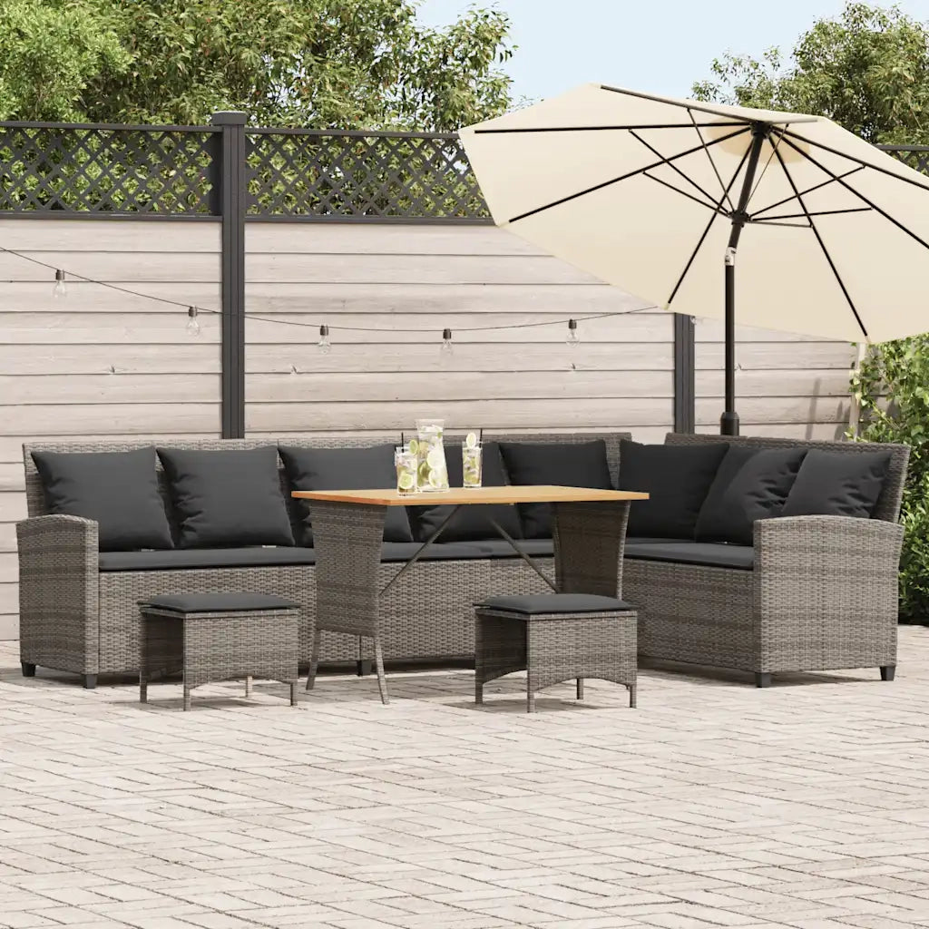 Set Divani da Giardino 4 pz con Cuscini a Forma di L Polyrattan 3365326