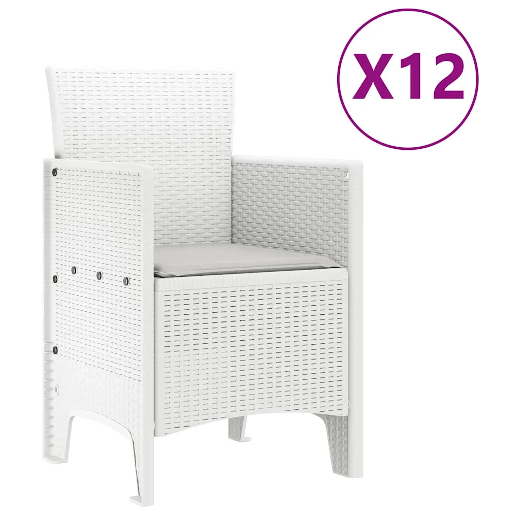 Set da Pranzo per Giardino 13 pcs Bianco Rattan Polt