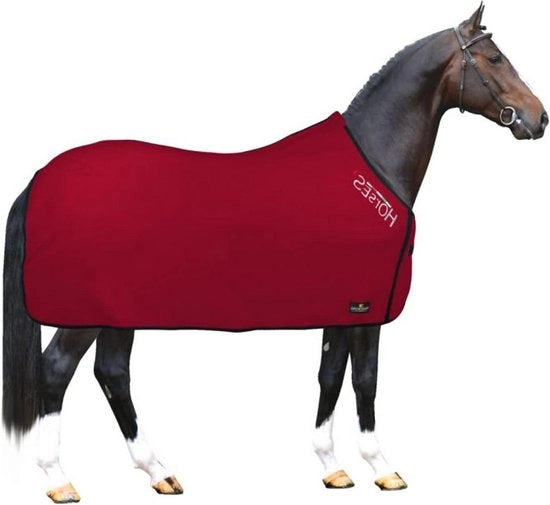 Fleece coperta per cavalli modello base - morbido confortevole trasporto - rosso 128 cm