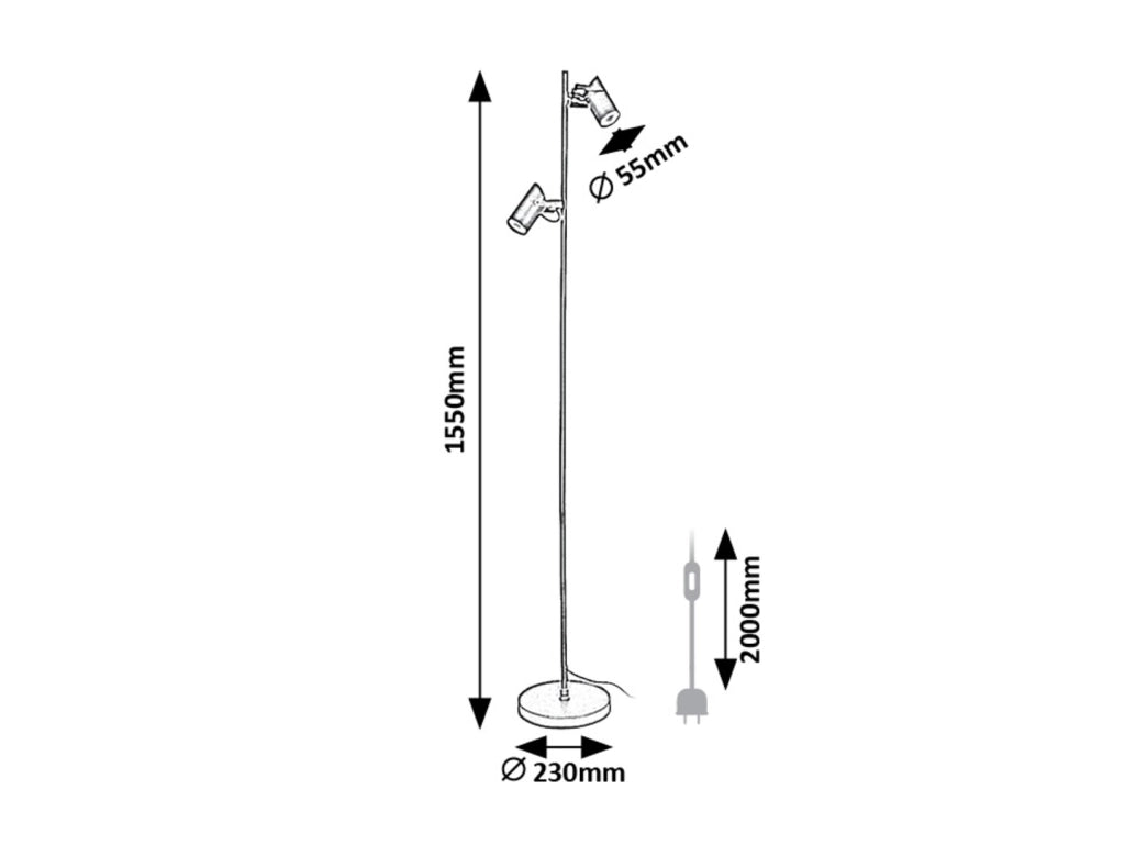 Lampada da terra industriale nera 2 spot GU10 Rabalux