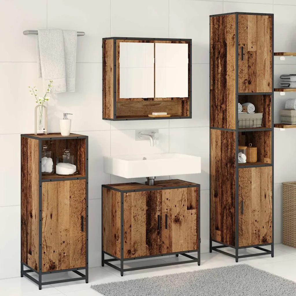 Set di mobili per il bagno con lo scaffale 3 pcs Legno vecchio 3402551