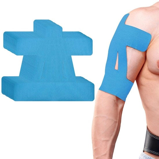 Tape Kinesio Voorgesneden - Acqua-Resistente - Flessibile - Comfort di Indossamento - Adattabile - 10 Pezzi - Fisioterapico
