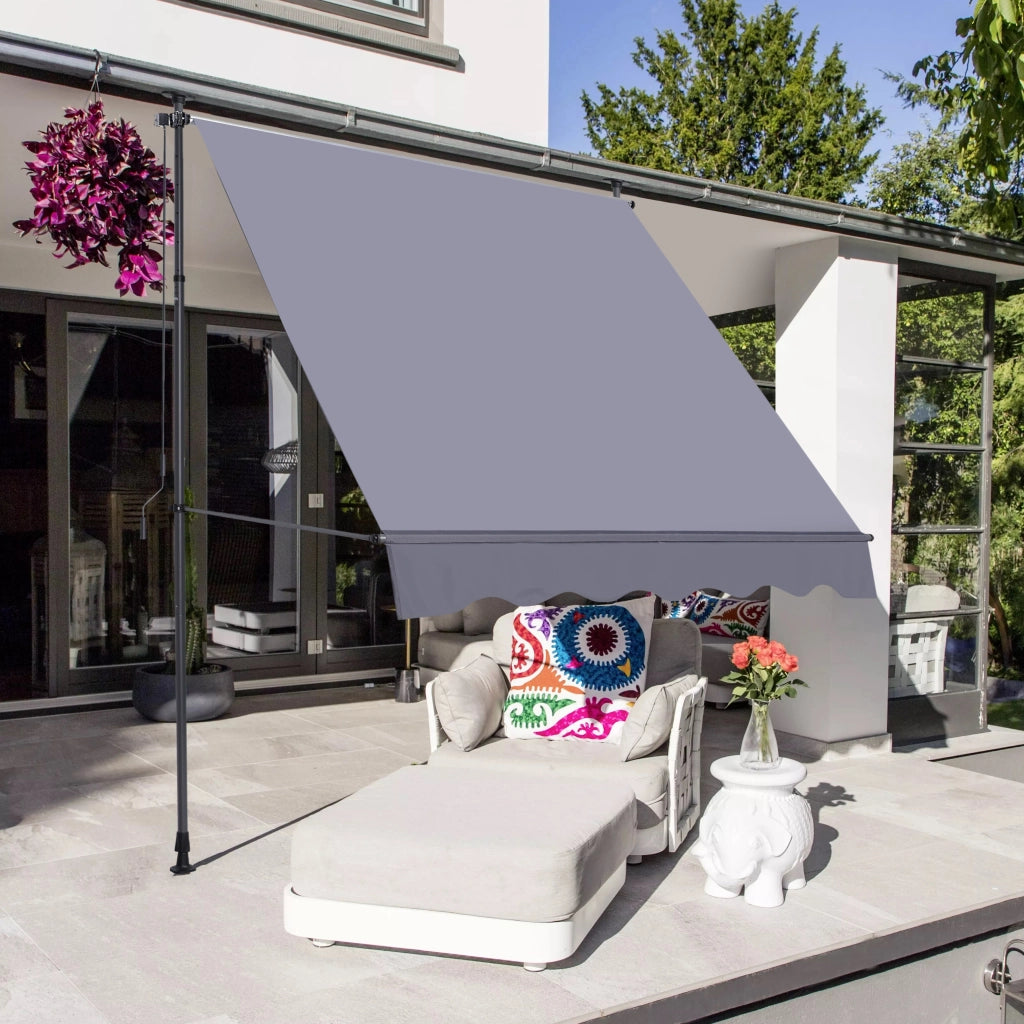 Tenda da Sole a Bracci per Balcone con Manovella ¨C Xylo ¨C Grigio, 200x120 cm, UV, Senza Forare