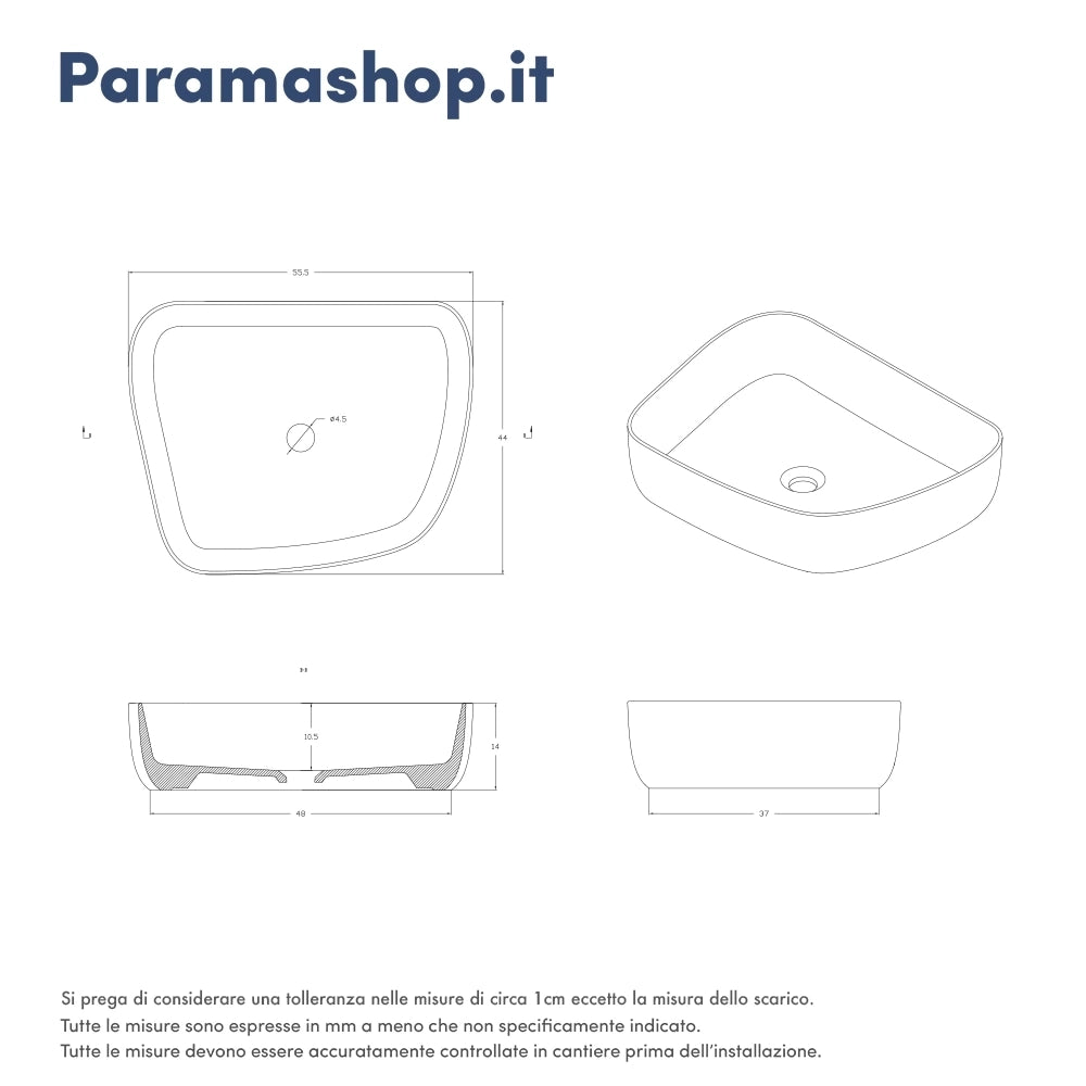 Lavabo da appoggio tondo 55,5x44x14 verde | Persico