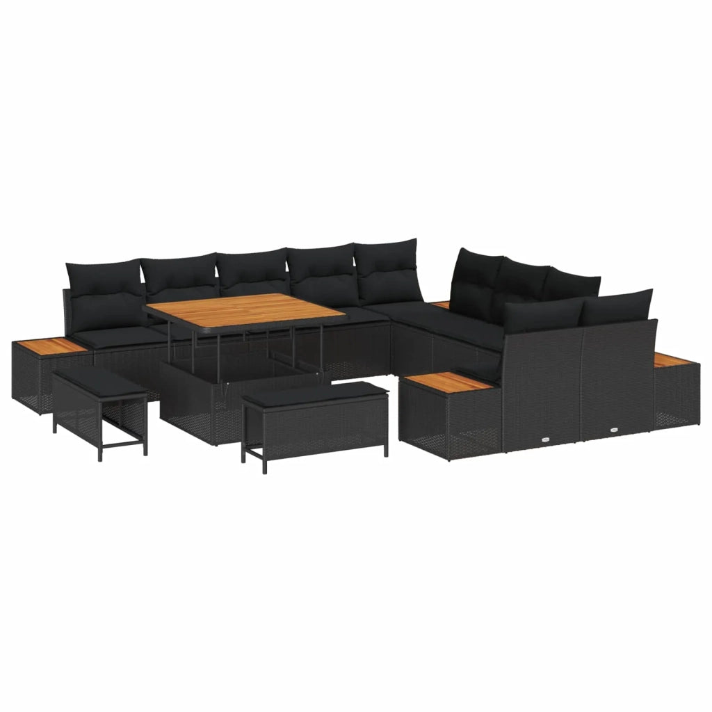 Set Divano da Giardino 13 pcs Nero polyrattan 3362964