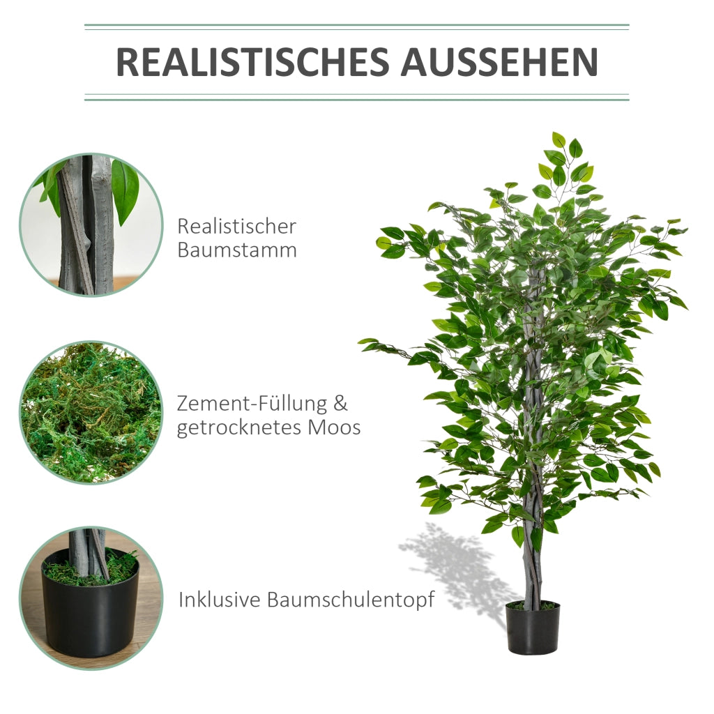 Pianta artificiale Ficus ¨C Xylo ¨C Verde, vaso cemento, 135 cm