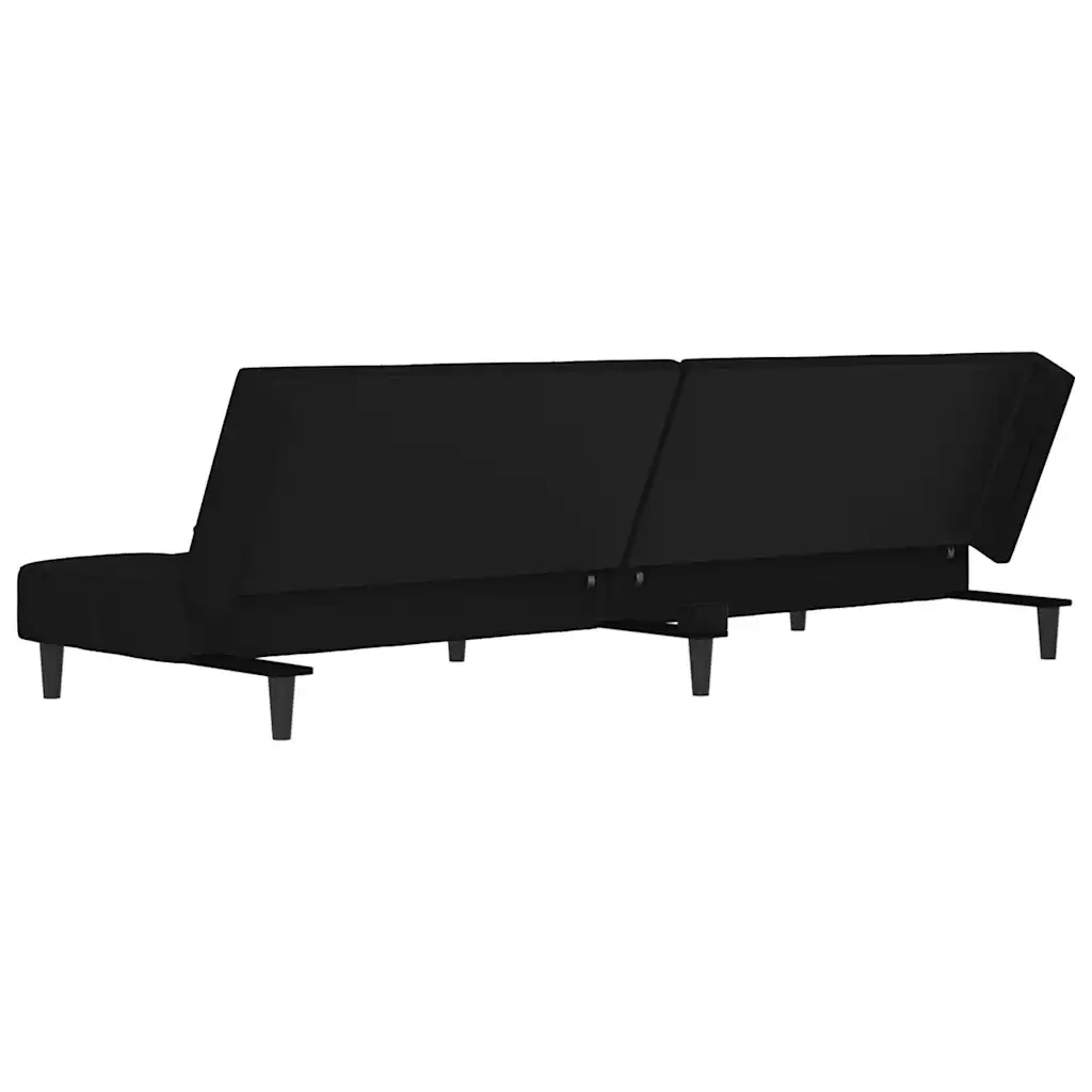 Divano Letto a 2 Posti con 2 Cuscini-Sofa Letto 2 Posti-Daybed Nero in Velluto 204020