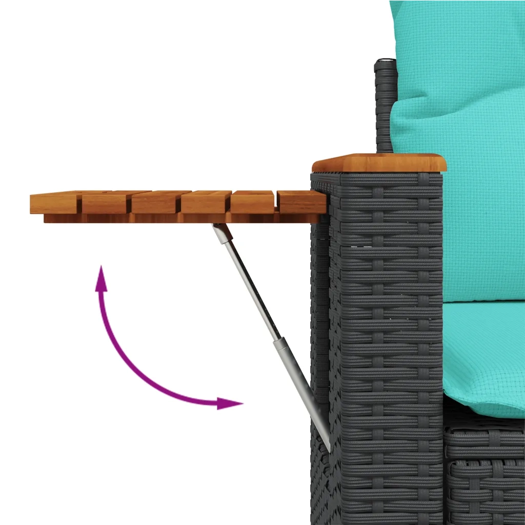 Set Divano da Giardino 6 pz con Cuscini Nero in Polyrattan