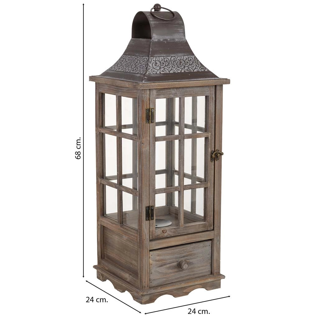 Lanterna in legno 24x24x68h cm