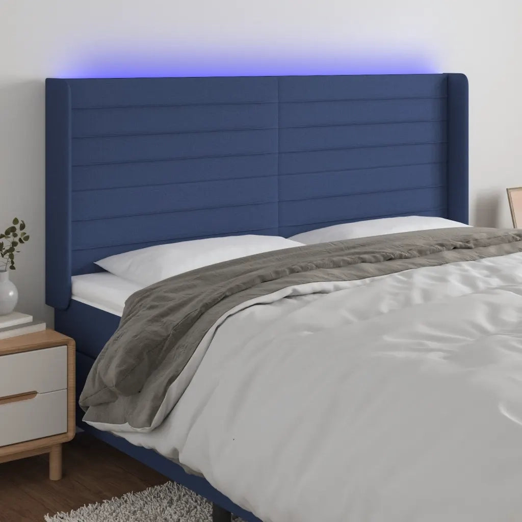 Testiera | Testata a LED Blu 163x16x118/128 cm in Tessuto