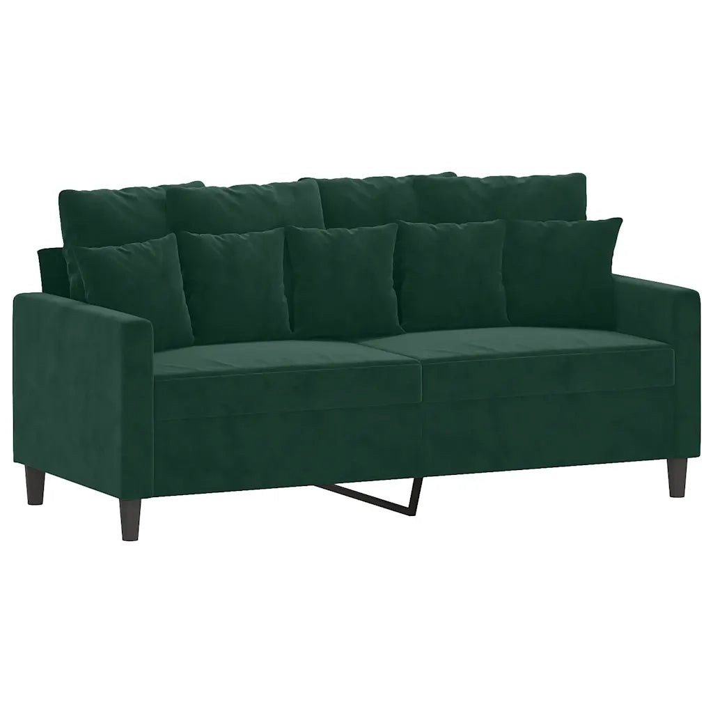 Set di Divani 2 pz con Cuscini Verde scuro in Velluto 3201702
