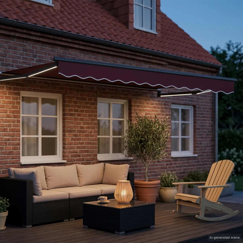 Tenda retrattile manuale con LED 3,5 x 2,5 m 3419441
