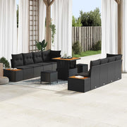 Set Divano da Giardino 11 pcs Nero polyrattan 3362884