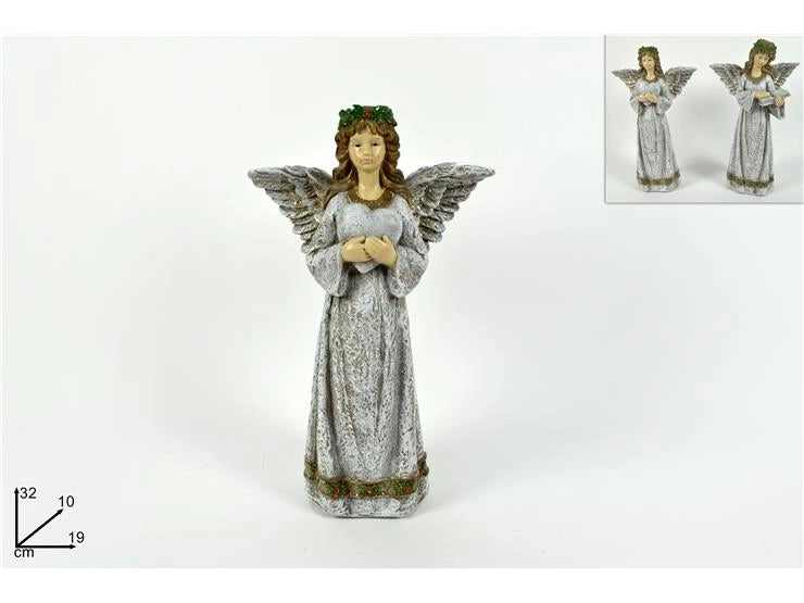 Decorazione Casa Angelo con Corona Agrifoglio 32 cm