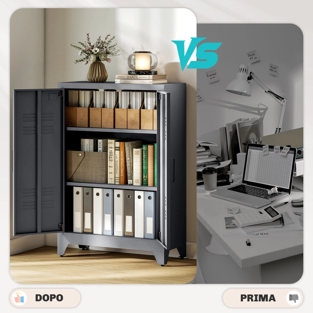 Armadio a 2 Ante in Stile Industriale ¨C zephmum ¨C Grigio, 75x33x110 cm
