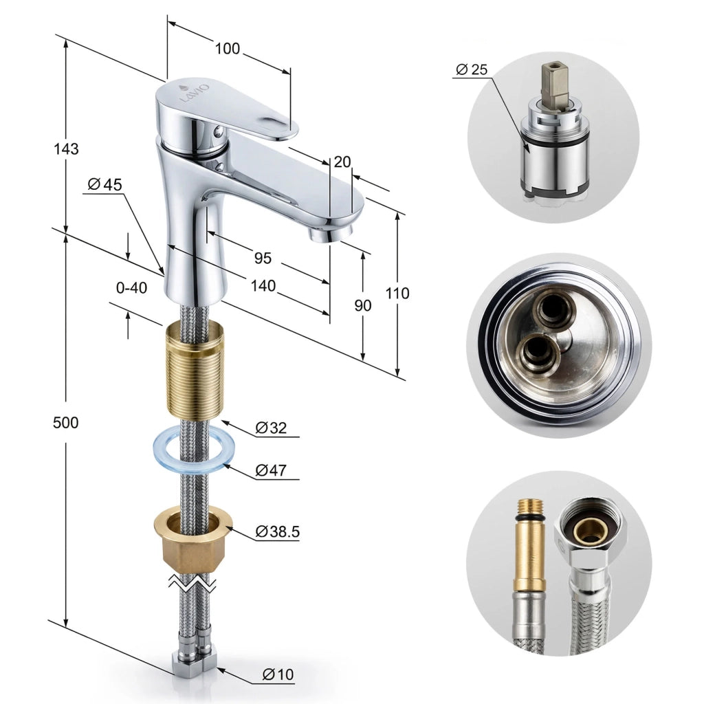 Rubinetto lavabo basso bagno miscelatore monocomando cromato SOLARI