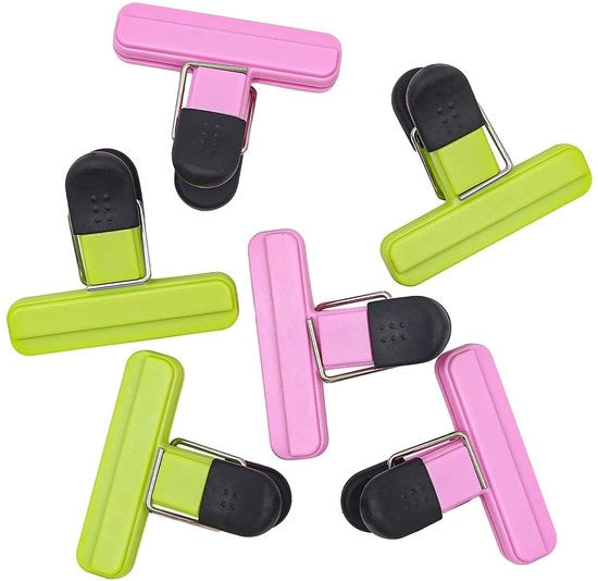 Clip per sacchetto alimentare 6 pezzi - Clip per sacchetti alimentari - Materiale plastico riutilizzabile - Clip aereostatiche - Presa salda - Ideali per cucina e cottura - Dimensioni 6,8 x 7,8 cm