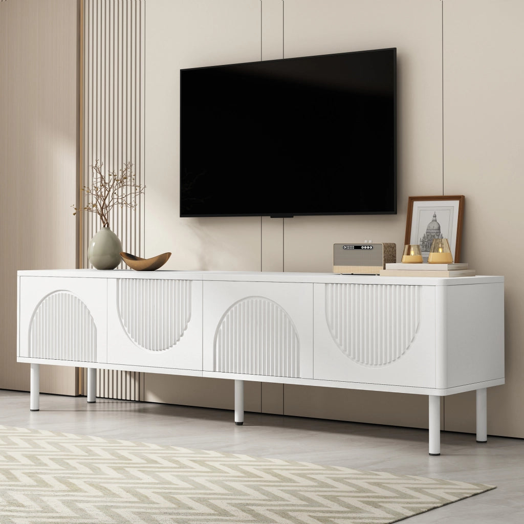 Cassettiera per TV bianca in MDF e truciolato 180 cm