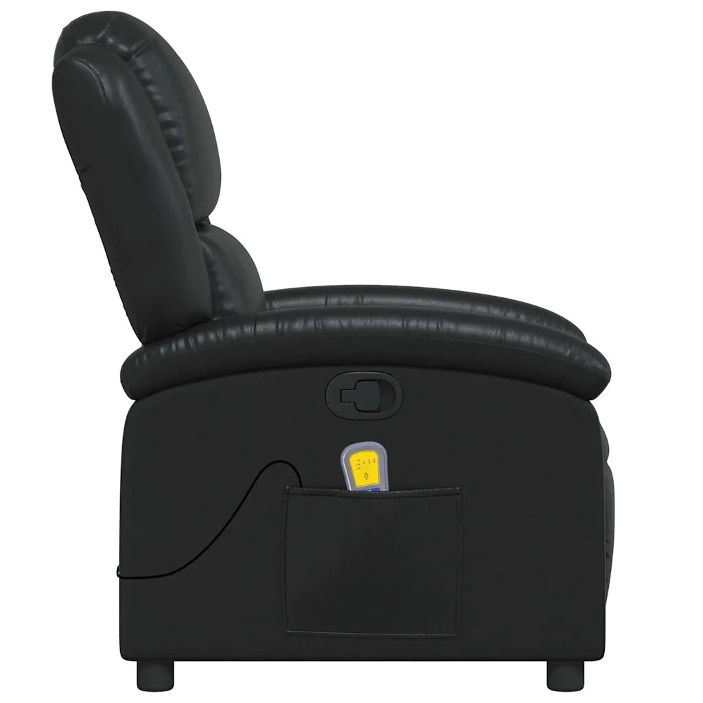 Poltrona Massaggiante | Sedia Relax Reclinabile Nera in Similpelle