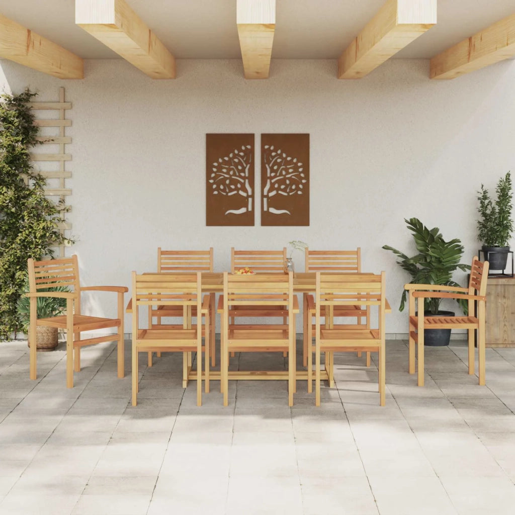 Set da Pranzo per Giardino 9 pcs Marrone Legno di teak solido