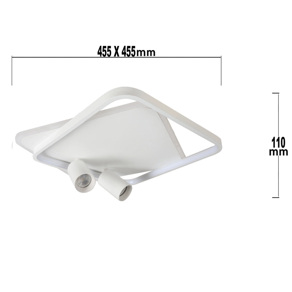 Plafoniera quadrata bianca Parma LED CCT 36W 2xGU10