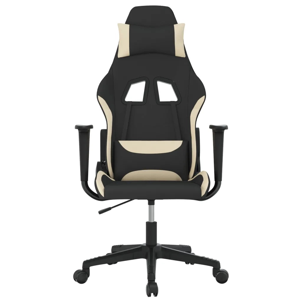Sedia da Gaming Nero e Crema in Tessuto 345491