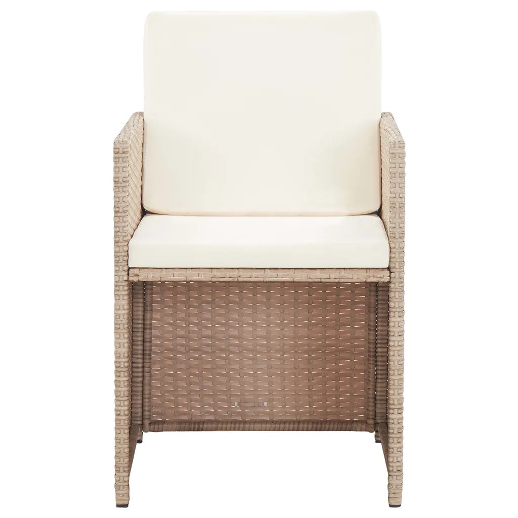 Set da Pranzo da Giardino 15 pz con Cuscini in Polyrattan Beige 46422