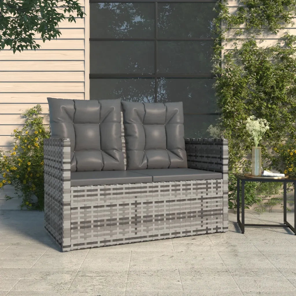 Panchina da Giardino | Panca da Giardino con Cuscini Grigia 105 cm in Polyrattan