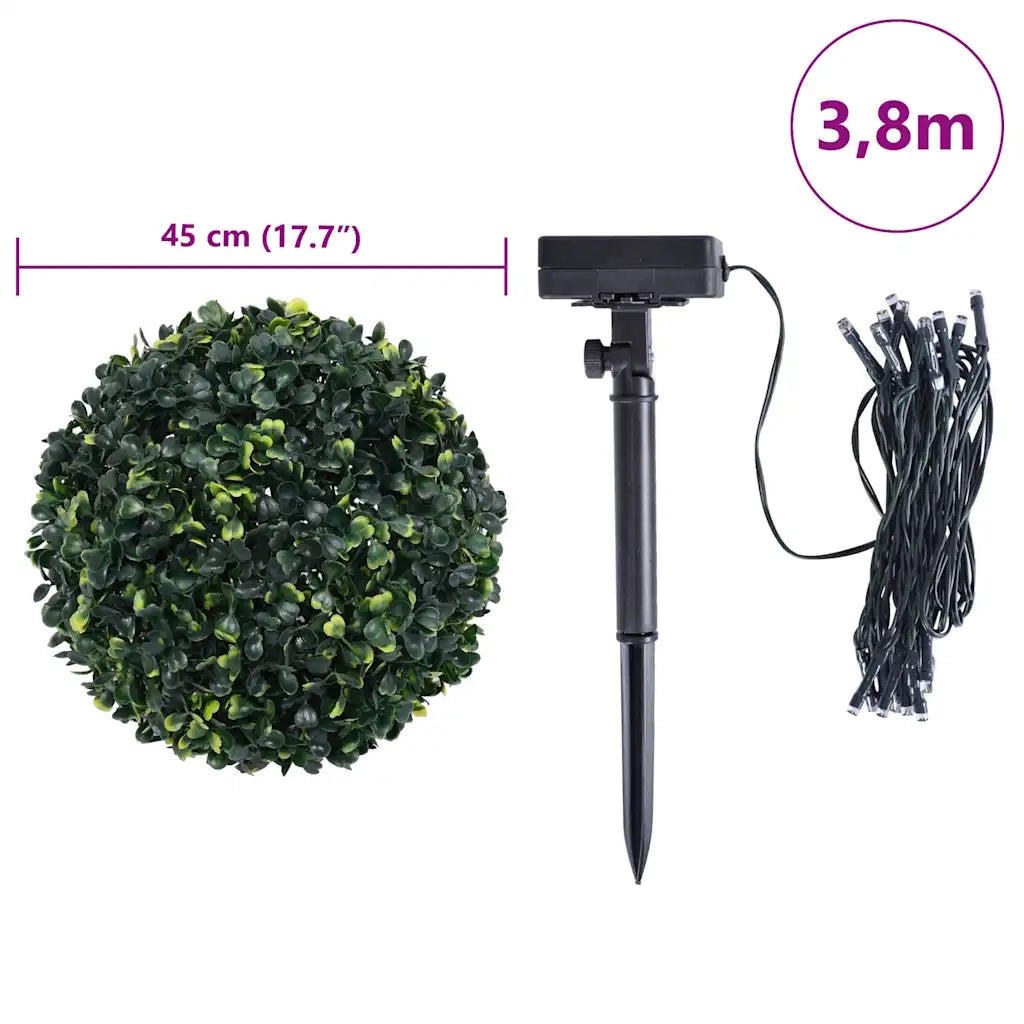 Sfere di Bosso Artificiale con Luci LED 2 pz Verdi 45 cm 3335896
