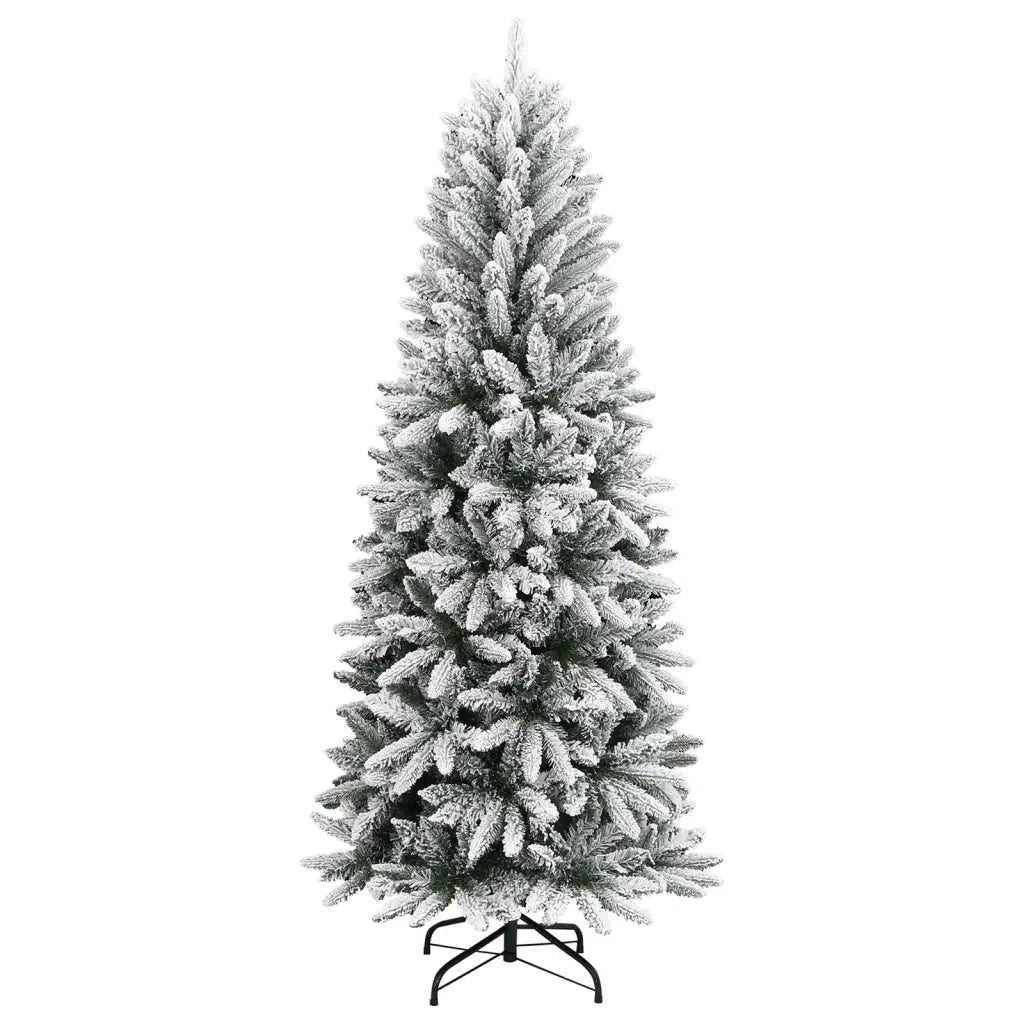Albero di Natale Artificiale-Albero Natalizio con Neve Floccata 150 cm PVC e PE