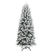 Albero di Natale Artificiale-Albero Natalizio con Neve Floccata 150 cm PVC e PE