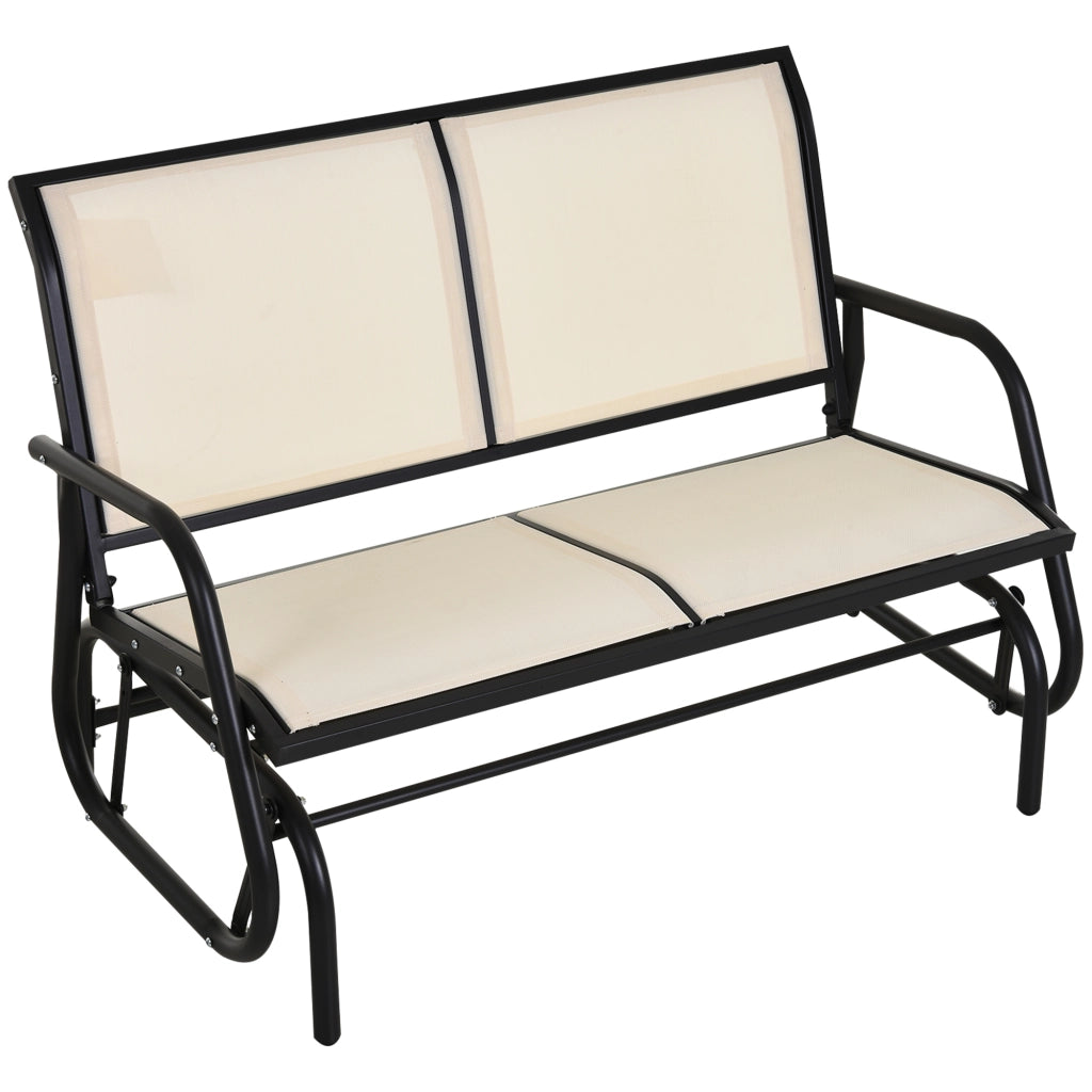 Altalena da giardino a 2 posti panca a dondolo in metallo beige