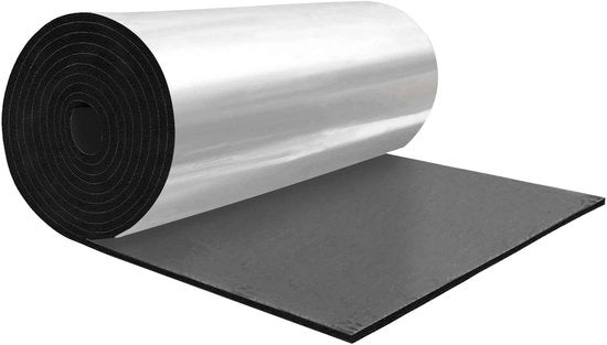Matte di isolamento acustico 15mm di spessore - autoadesivo - in alluminio - impermeabile - resistente al fuoco - copertura 10,76 m² - materiale di isolamento acustico