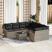 Set Divano da Giardino 9 pcs Grigio chiaro Poly Rattan 3345302