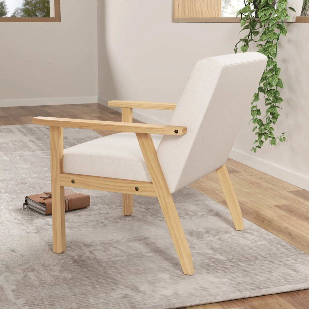 Poltrona in tessuto con braccioli ¨C Minimal ¨C crema 64x70x72