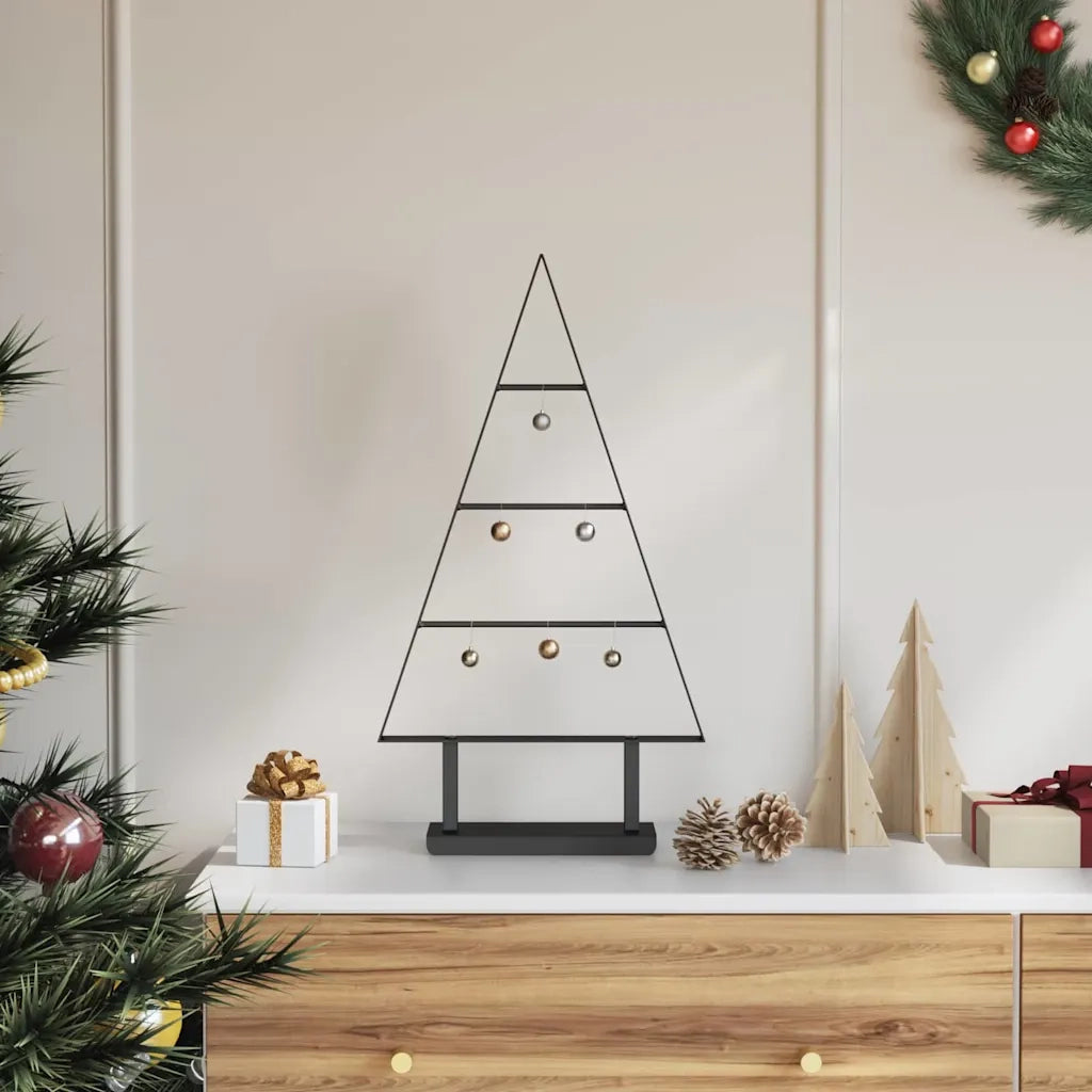 Albero di Natale | Decorazioni natalizie in metallo con supporto Nero 60 cm Acciaio